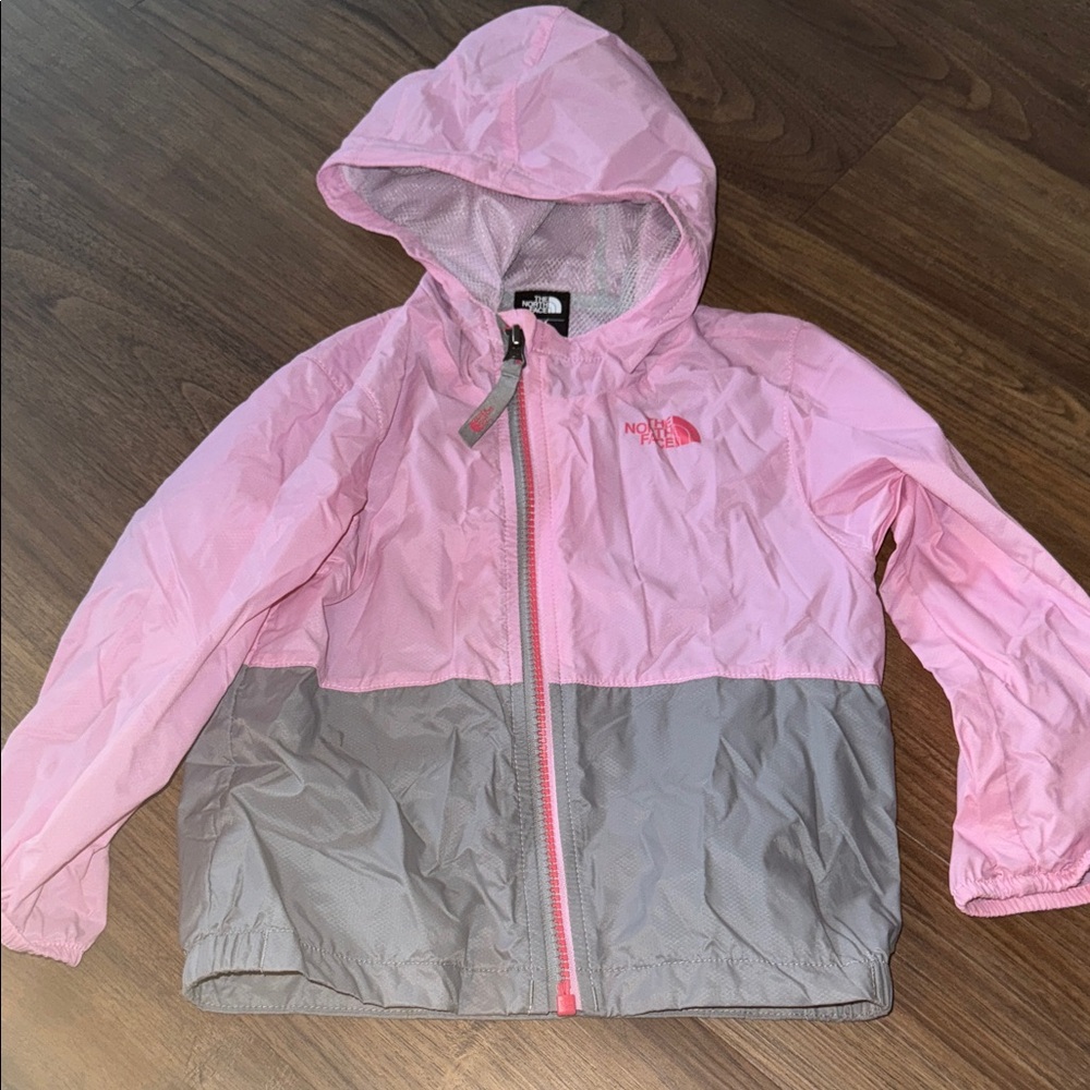 The North Face Kids Two-Tone Pink and Gray Raincoat
